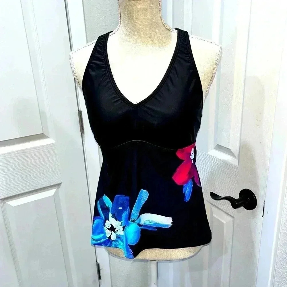 24th and Ocean Swim top racerback with cool back detailing.